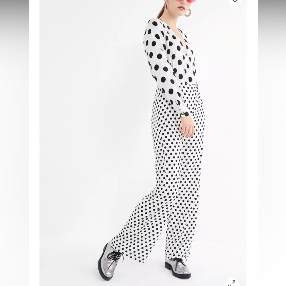 Urban Outfitters UO Mixed Polka Dot Surplice Jumpsuit